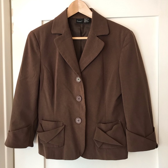 Cami 3/4 sleeve blazer, brown, size 8 - Picture 1 of 8
